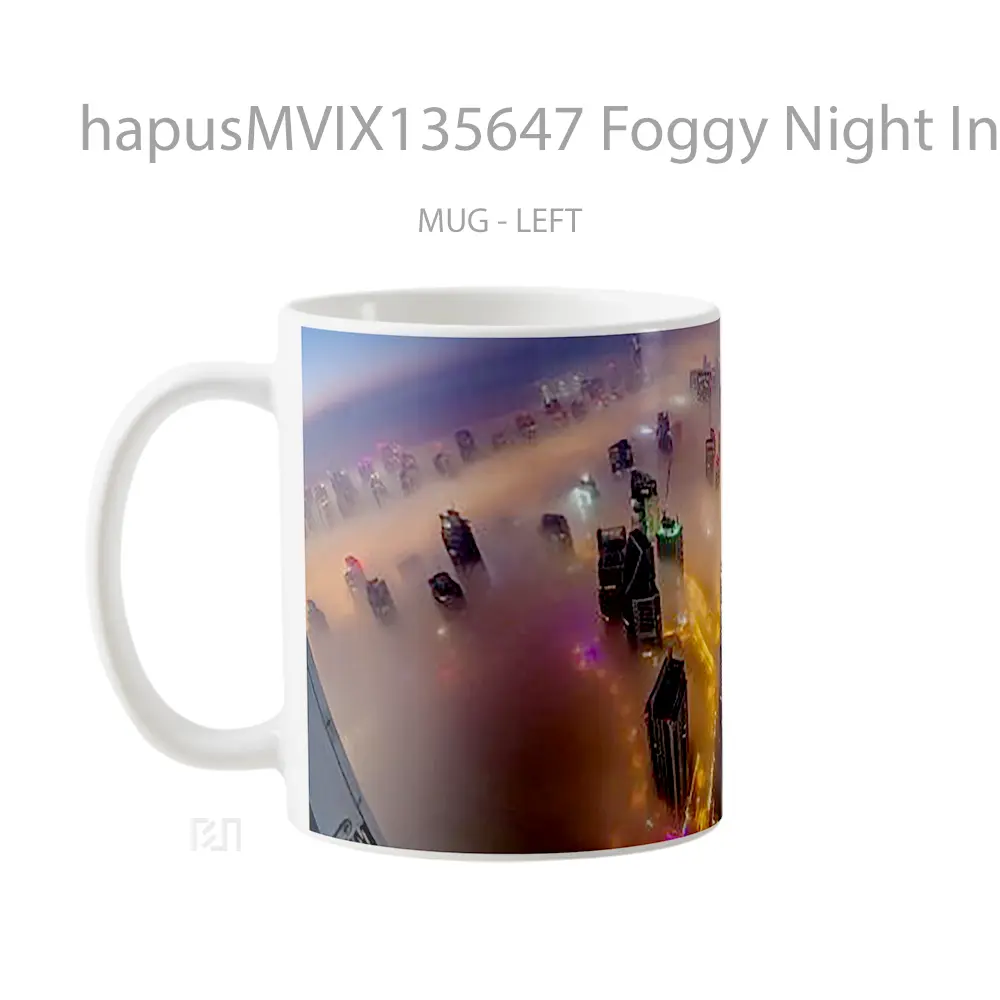 Mug Foggy Night In The City Gelas Pemandangan Alam - All-side / Desain