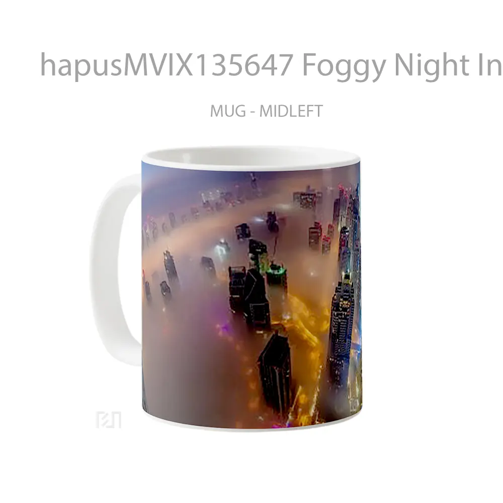 Mug Foggy Night In The City Gelas Pemandangan Alam - All-side / Desain