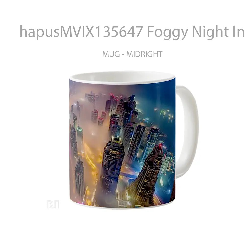 Mug Foggy Night In The City Gelas Pemandangan Alam - All-side / Desain