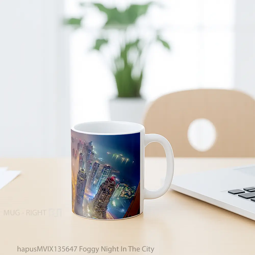 Mug Foggy Night In The City Gelas Pemandangan Alam - All-side / Desain