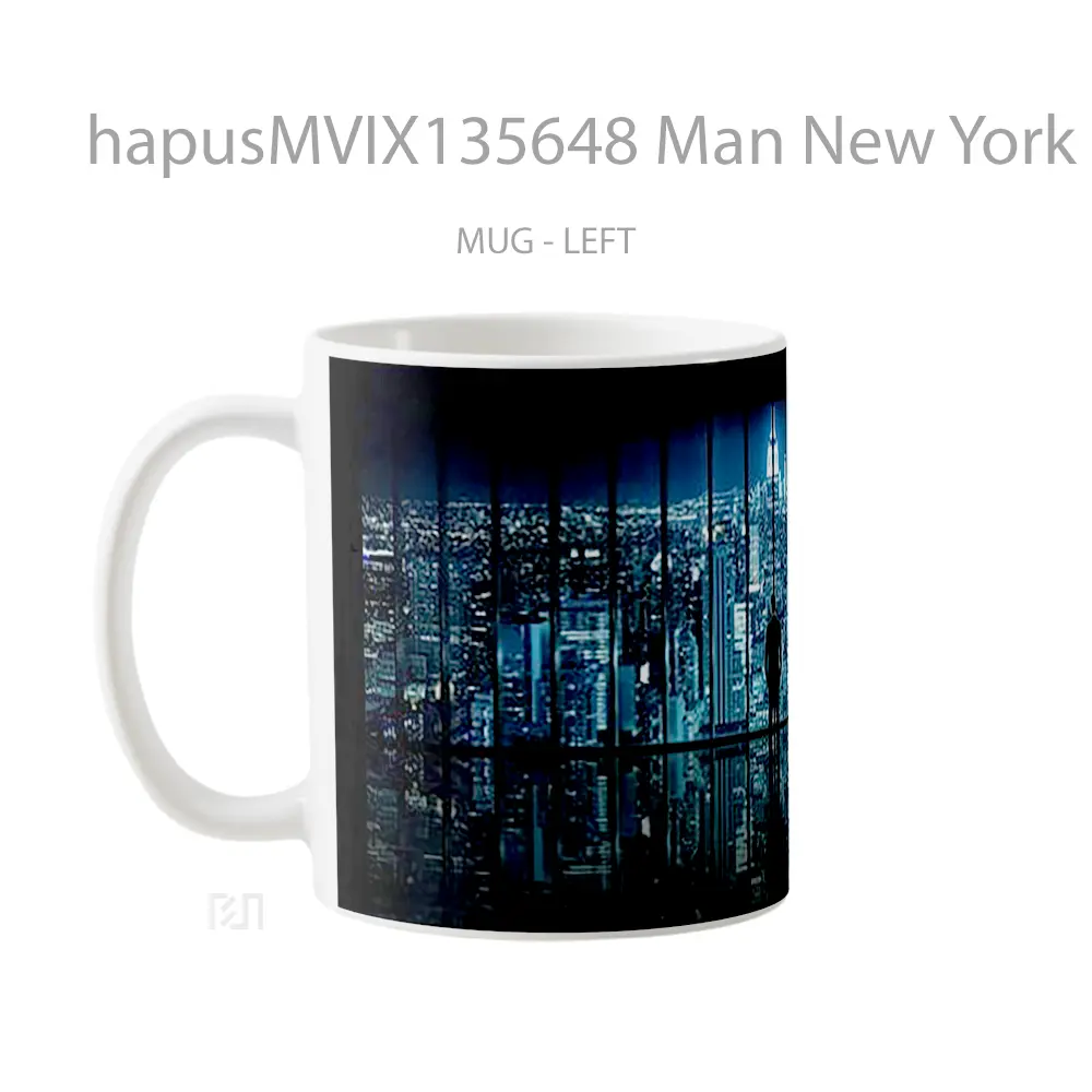 Mug Man New York Gelas Keramik Unik - All-side / Desain