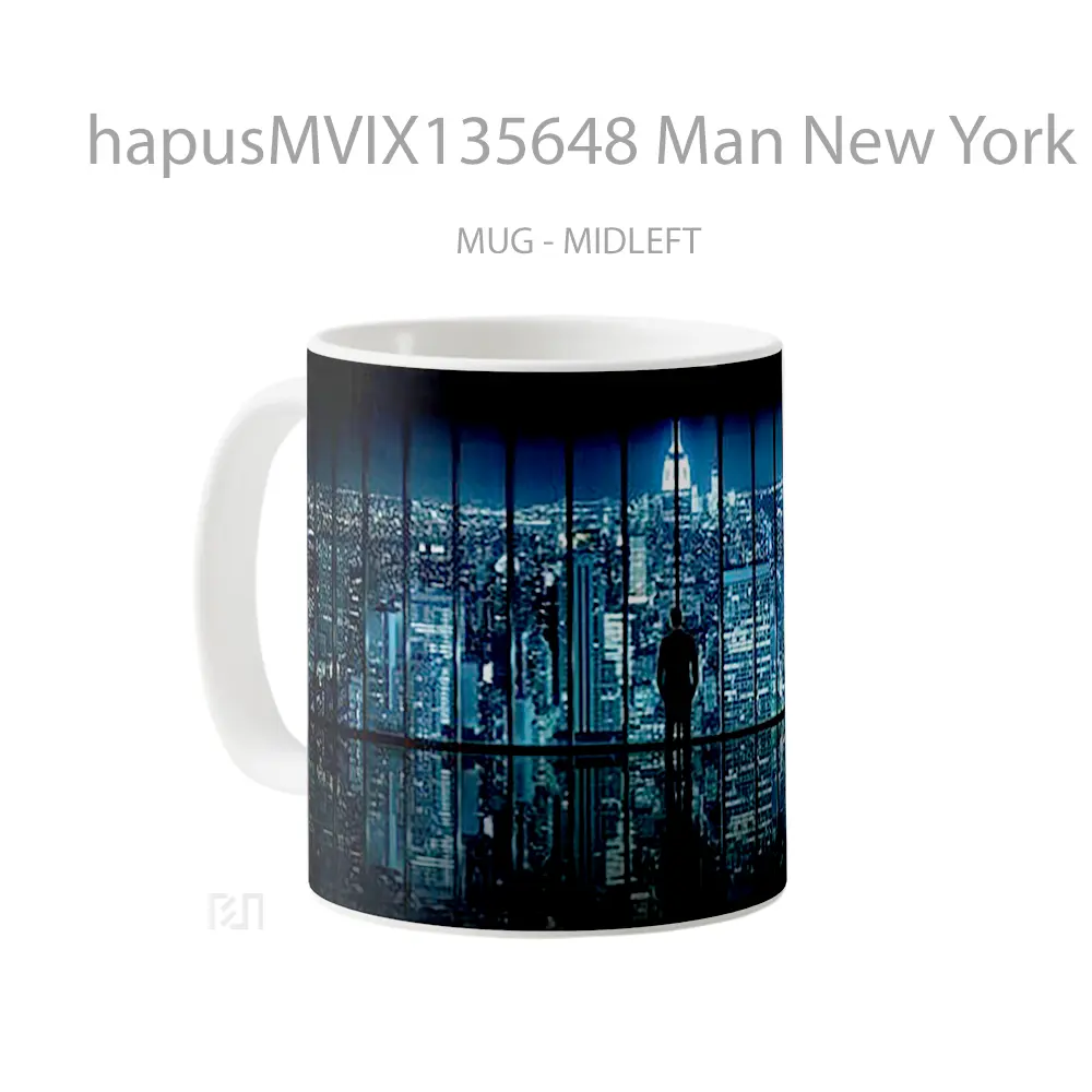 Mug Man New York Gelas Keramik Unik - All-side / Desain