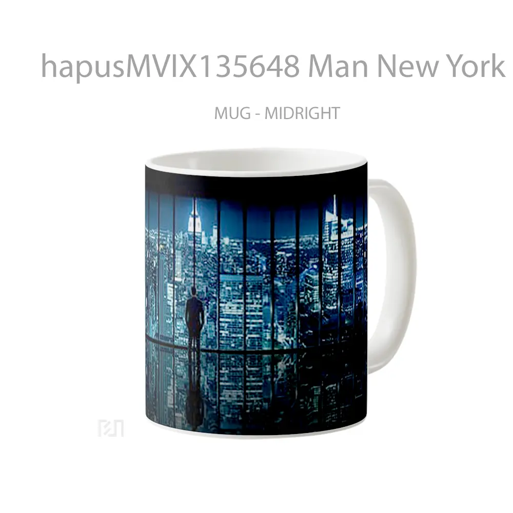 Mug Man New York Gelas Keramik Unik - All-side / Desain