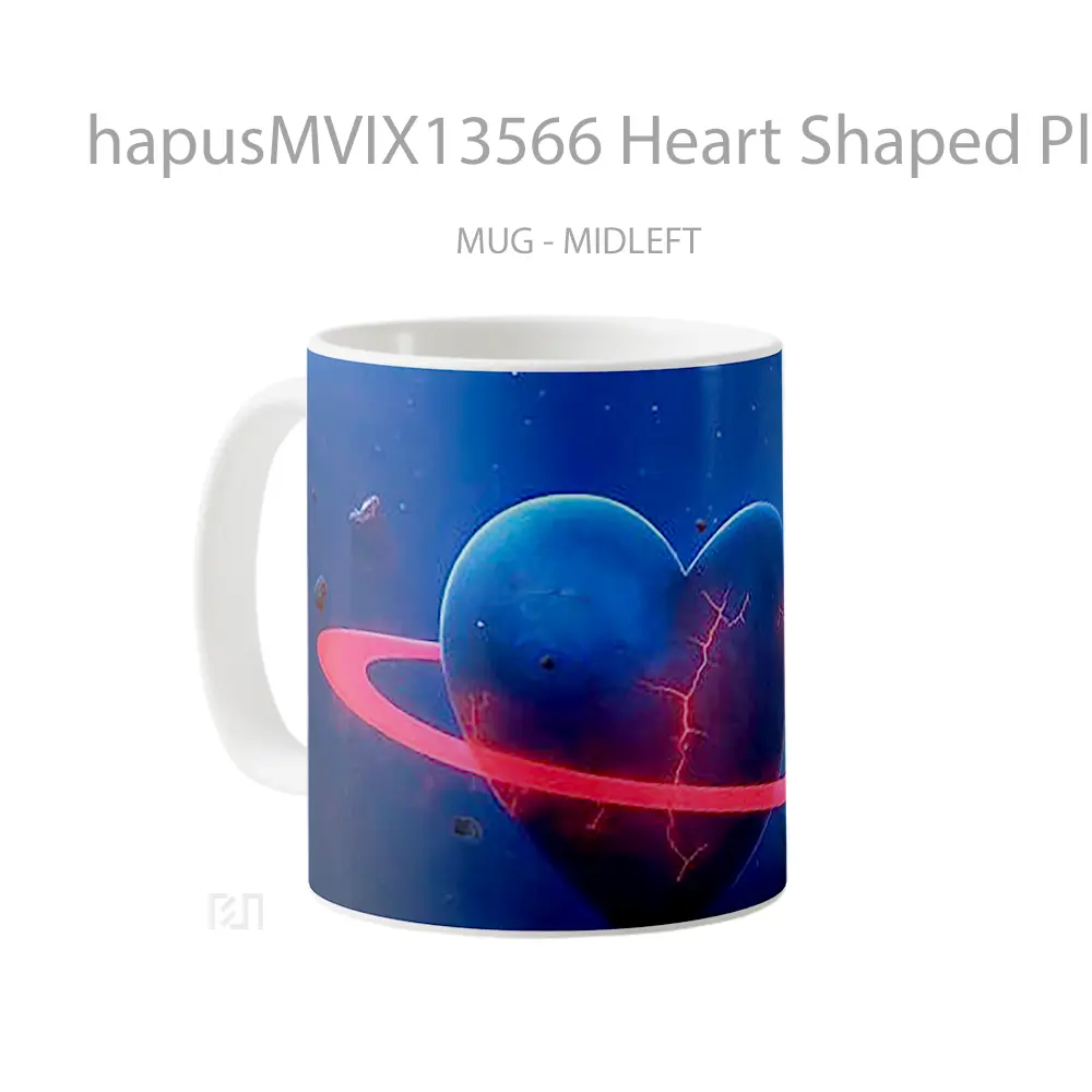 Mug Heart Shaped Planet With Ring Gelas Astronomi - All-side / Desain