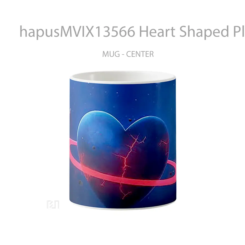 Mug Heart Shaped Planet With Ring Gelas Astronomi