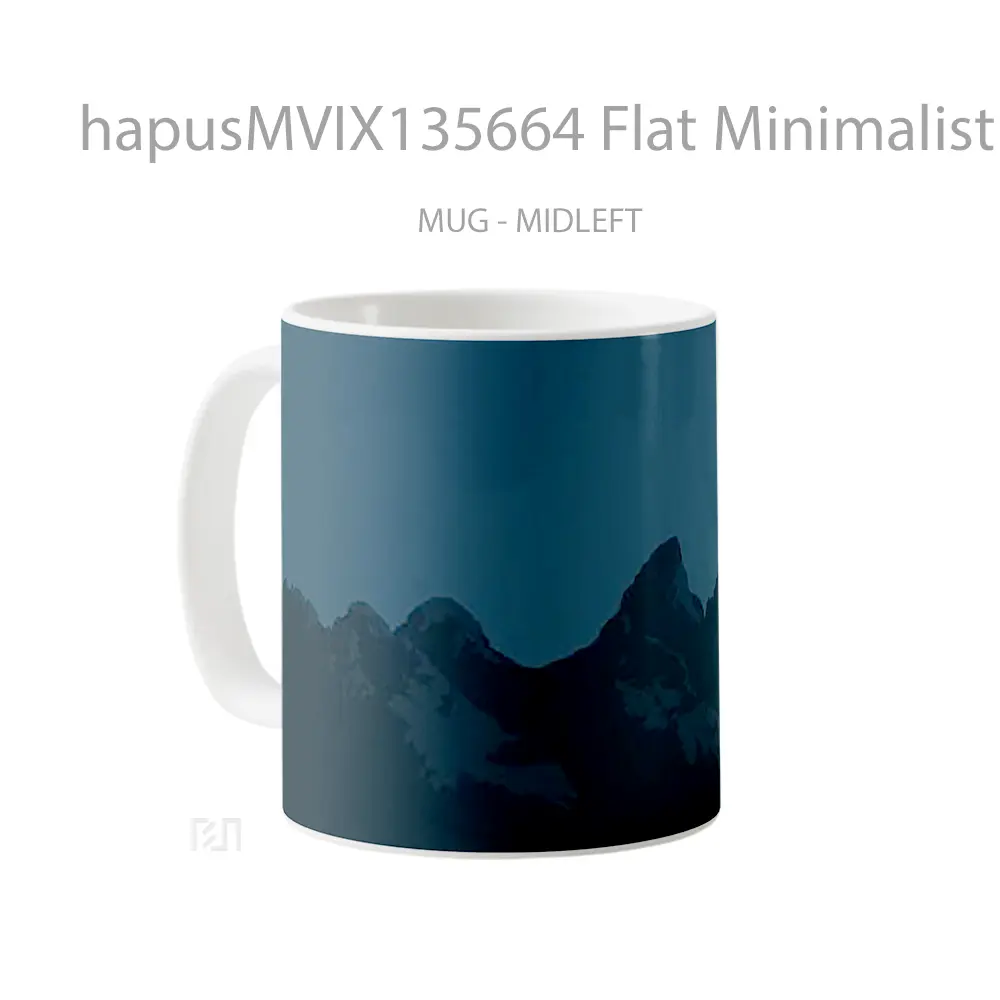 Mug Flat Minimalist Mountains Gelas Pemandangan Alam - All-side / Desain