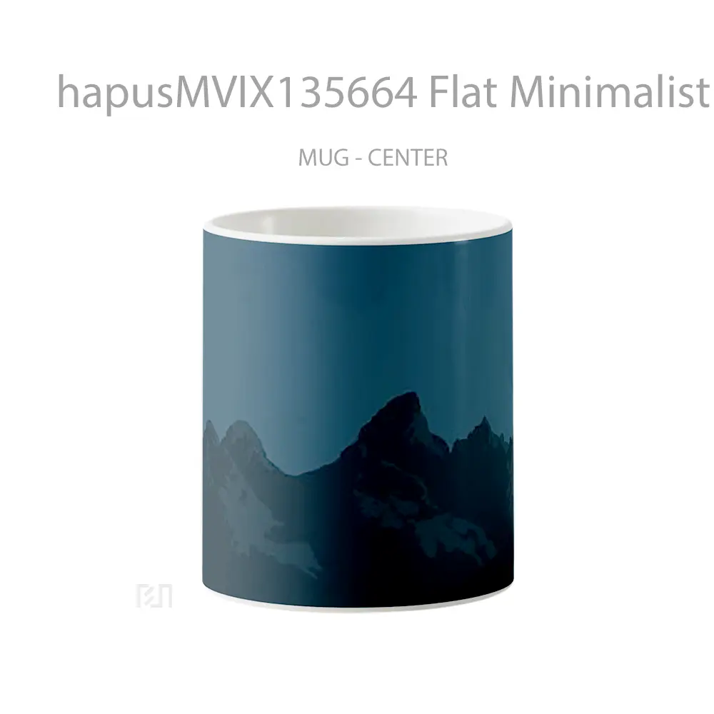 Mug Flat Minimalist Mountains Gelas Pemandangan Alam