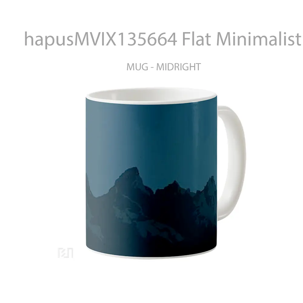 Mug Flat Minimalist Mountains Gelas Pemandangan Alam - All-side / Desain