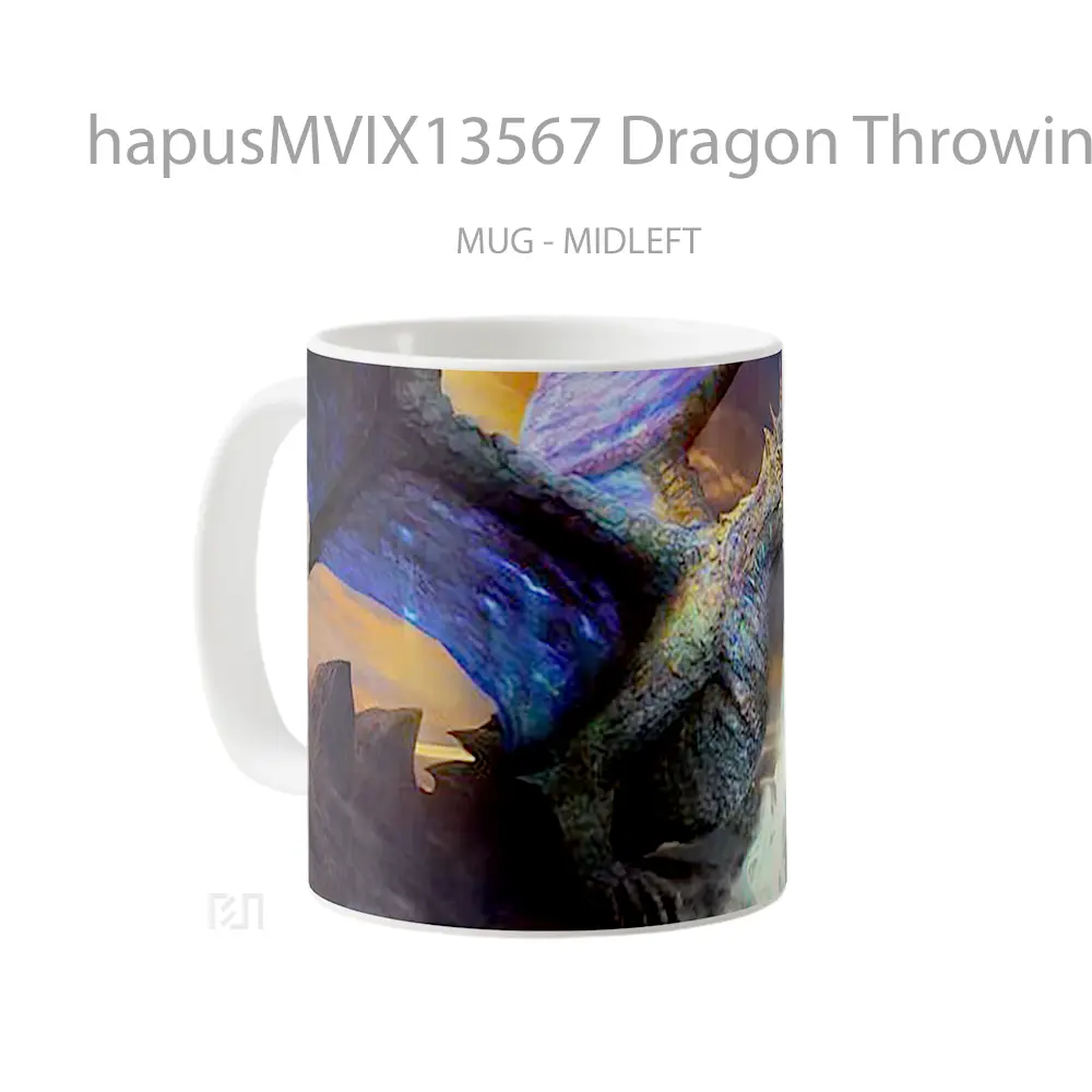 Mug Dragon Throwing Flames Digital Art Gelas Seni Modern - All-side / Desain