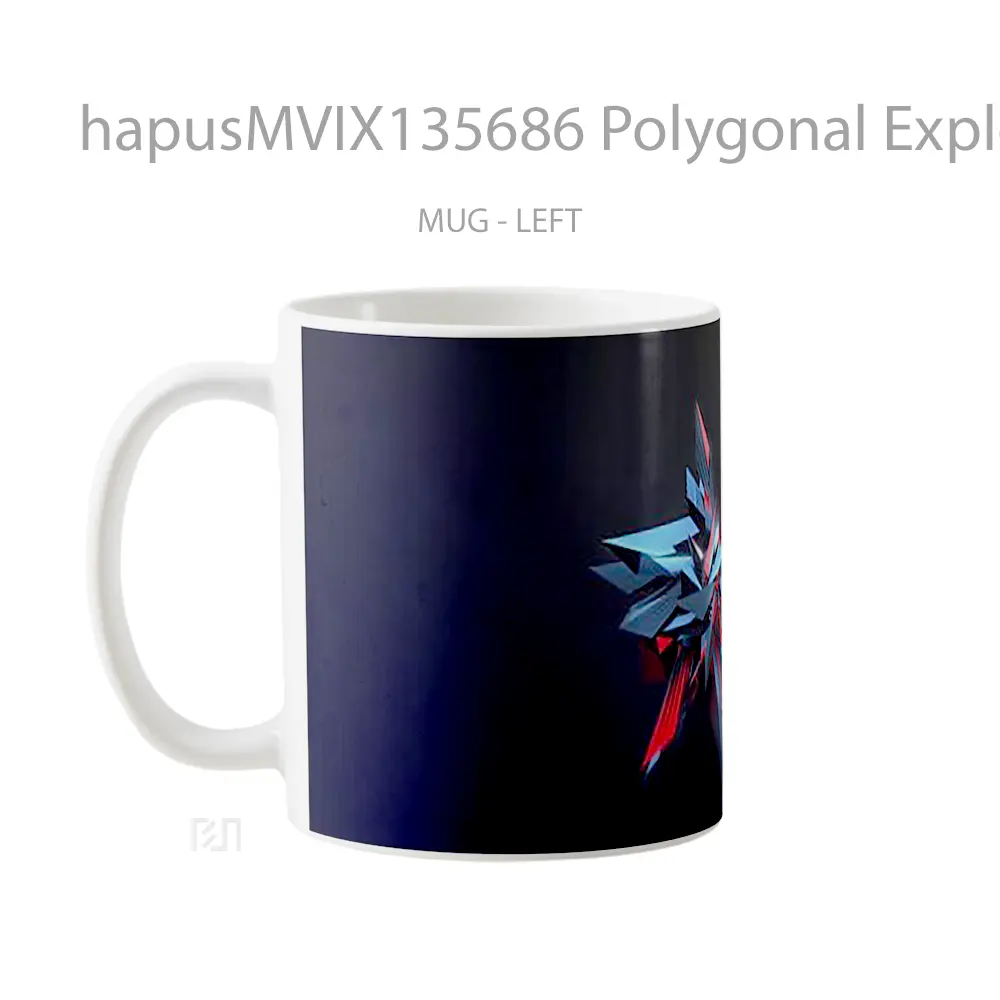 Mug Polygonal Explosion Gelas Keramik Unik - All-side / Desain