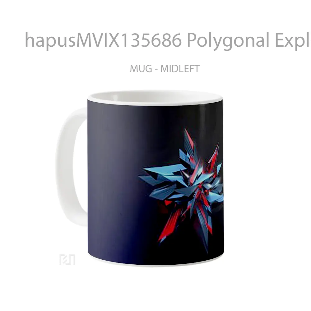Mug Polygonal Explosion Gelas Keramik Unik - All-side / Desain
