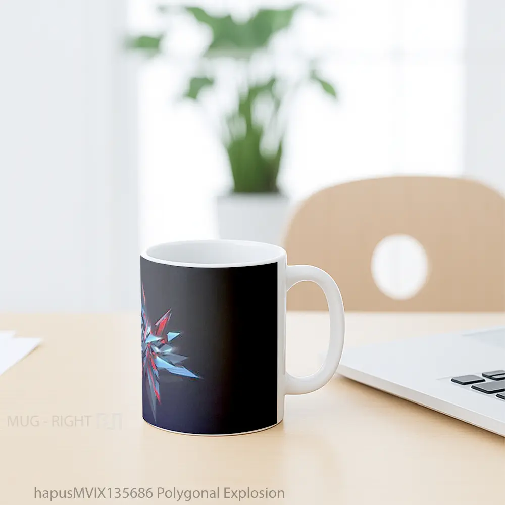 Mug Polygonal Explosion Gelas Keramik Unik - All-side / Desain