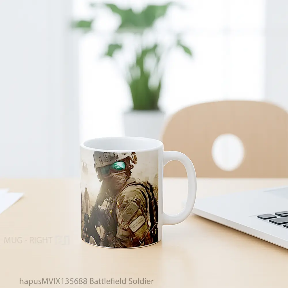 Mug Battlefield Soldier Gelas Keramik Unik - All-side / Desain