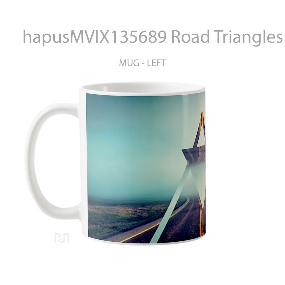 Mug Road Triangles Gelas Keramik Unik - All-side / Desain