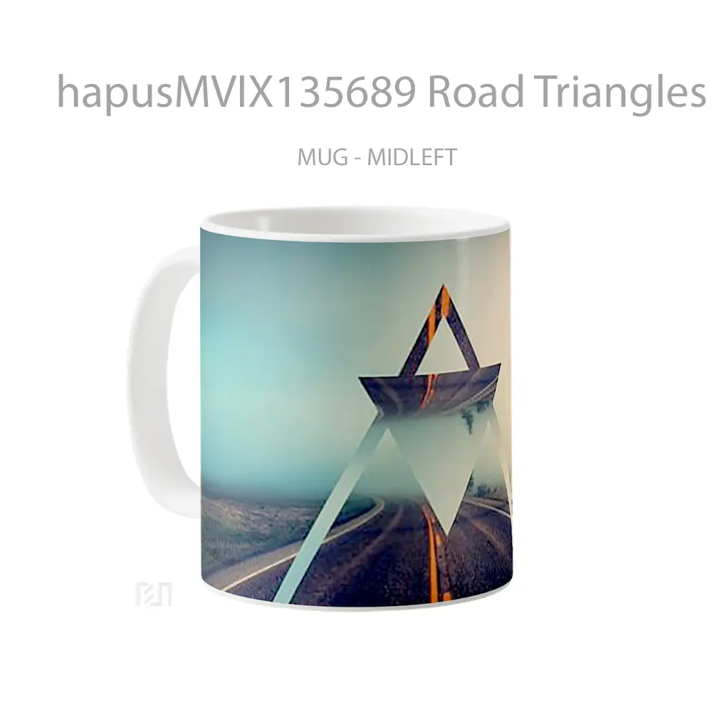 Mug Road Triangles Gelas Keramik Unik - All-side / Desain