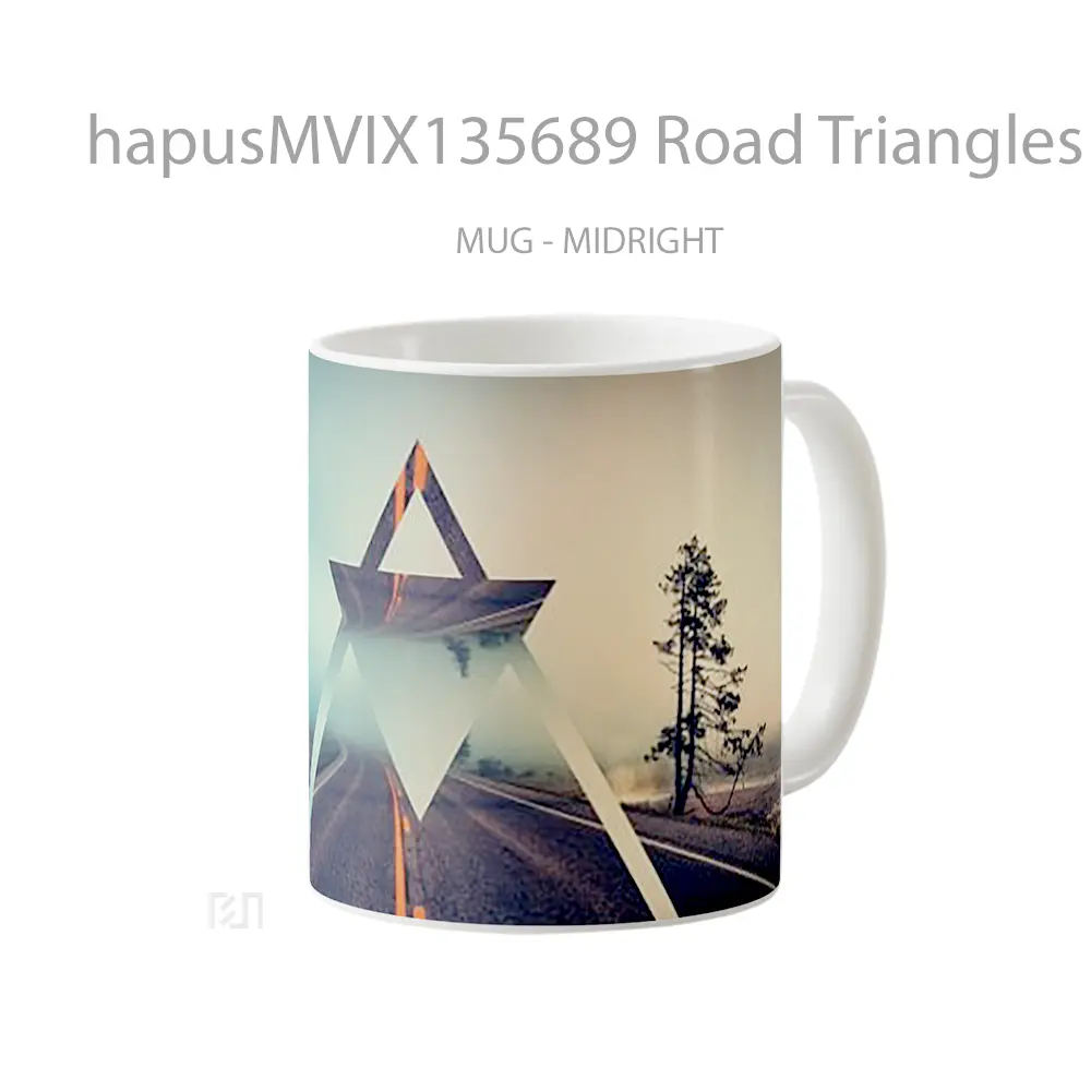 Mug Road Triangles Gelas Keramik Unik - All-side / Desain