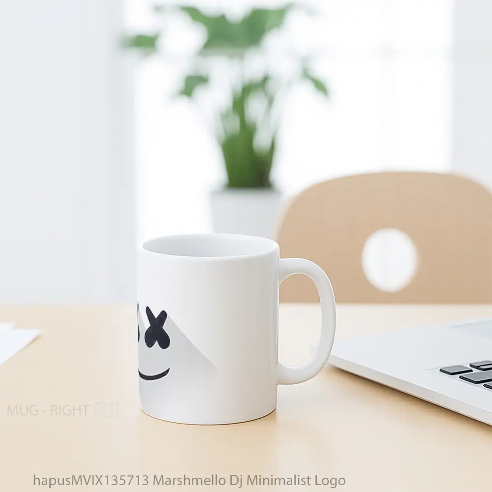 Mug Marshmello Dj Minimalist Logo Gelas Seni Modern - All-side / Desain