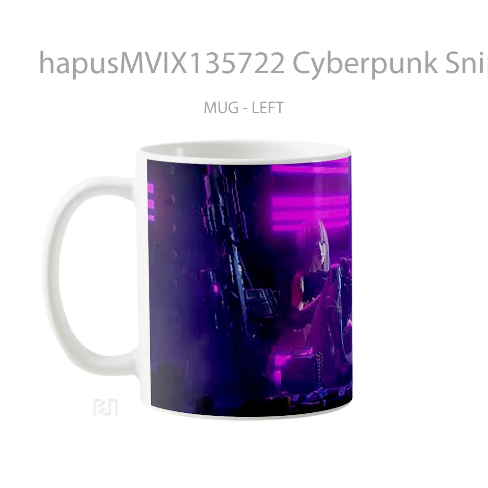 Mug Cyberpunk Sniper Girl Cangkir Gamer - All-side / Desain