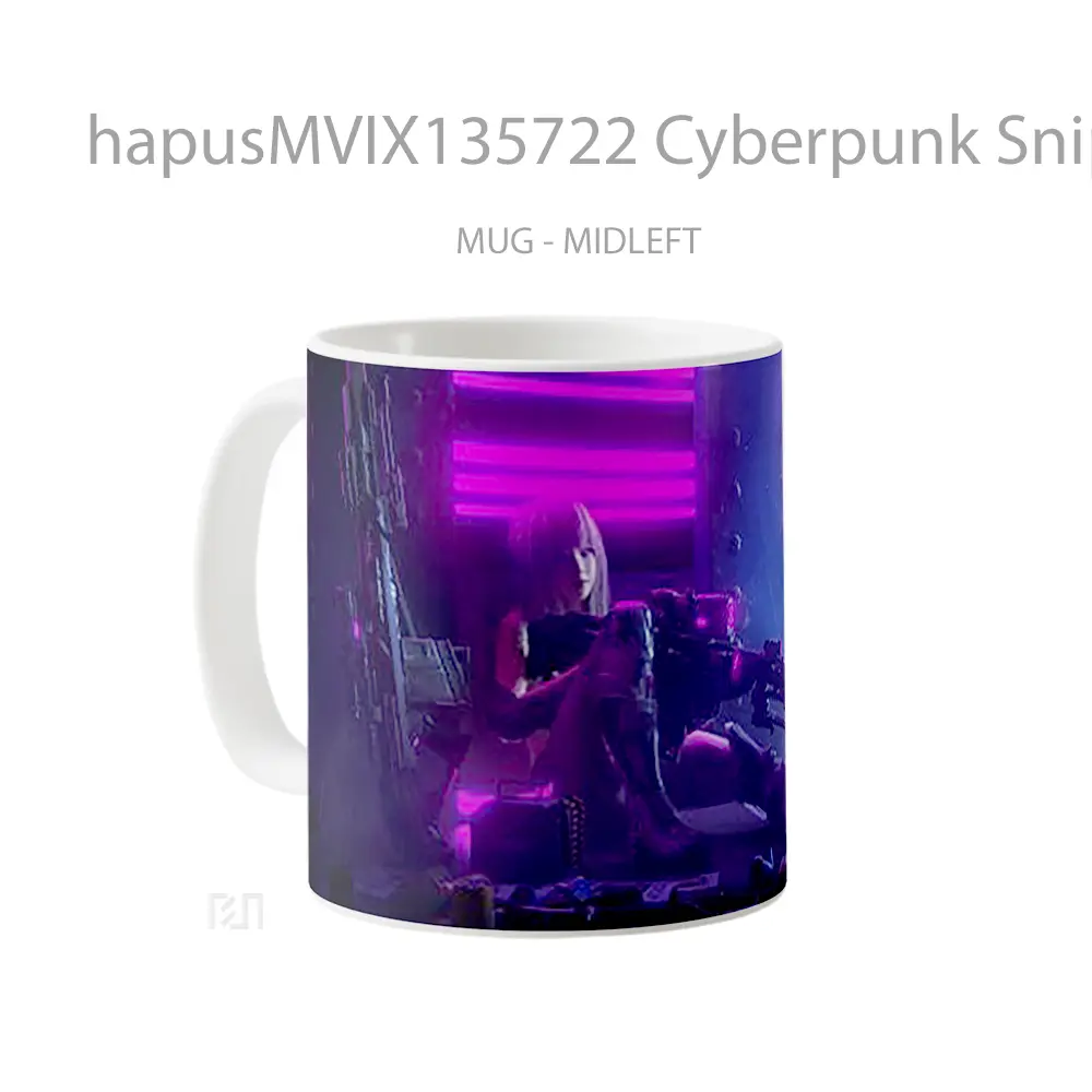 Mug Cyberpunk Sniper Girl Cangkir Gamer - All-side / Desain