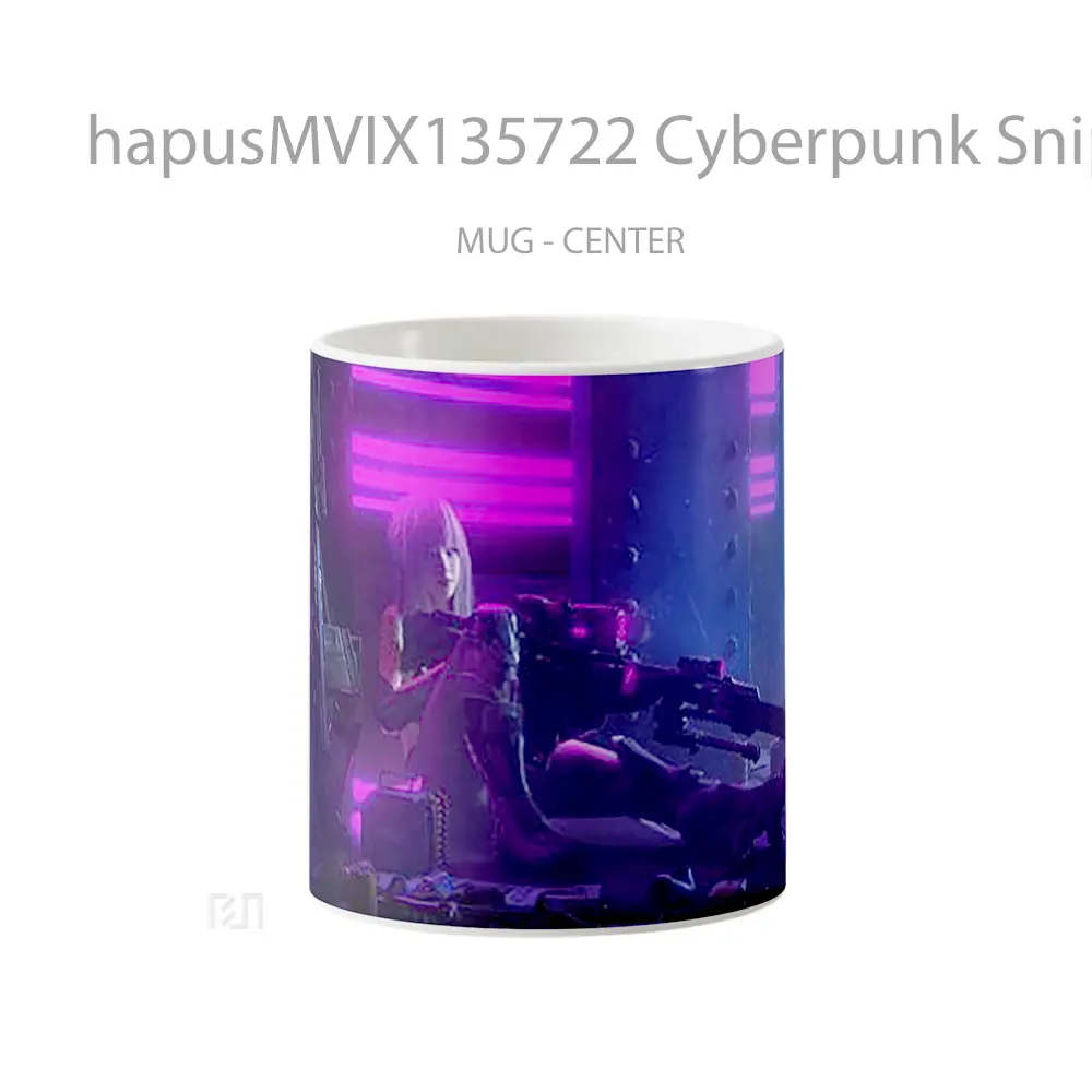 Mug Cyberpunk Sniper Girl Cangkir Gamer