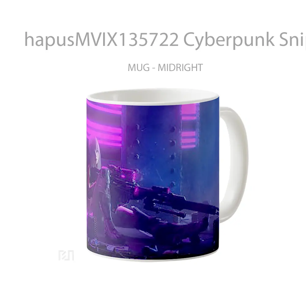 Mug Cyberpunk Sniper Girl Cangkir Gamer - All-side / Desain