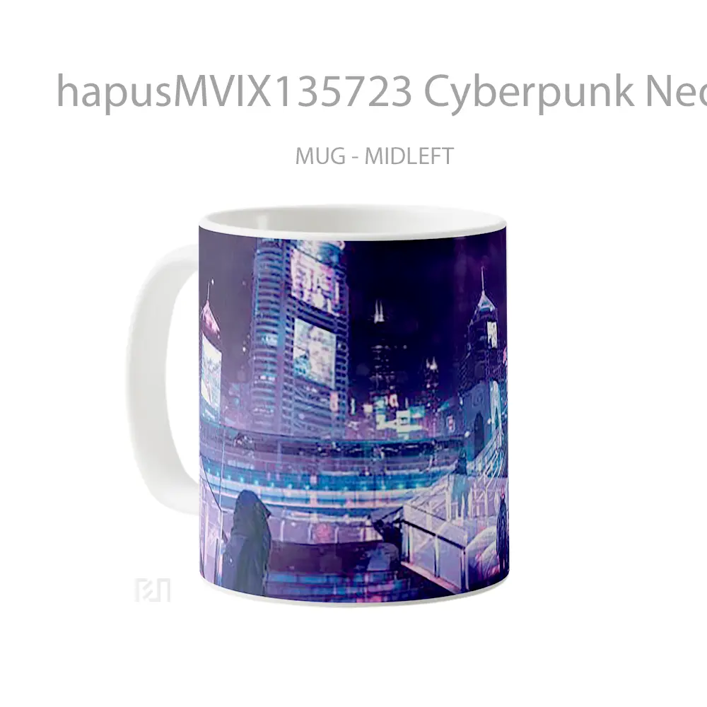 Mug Cyberpunk Neon City Cangkir Gamer - All-side / Desain
