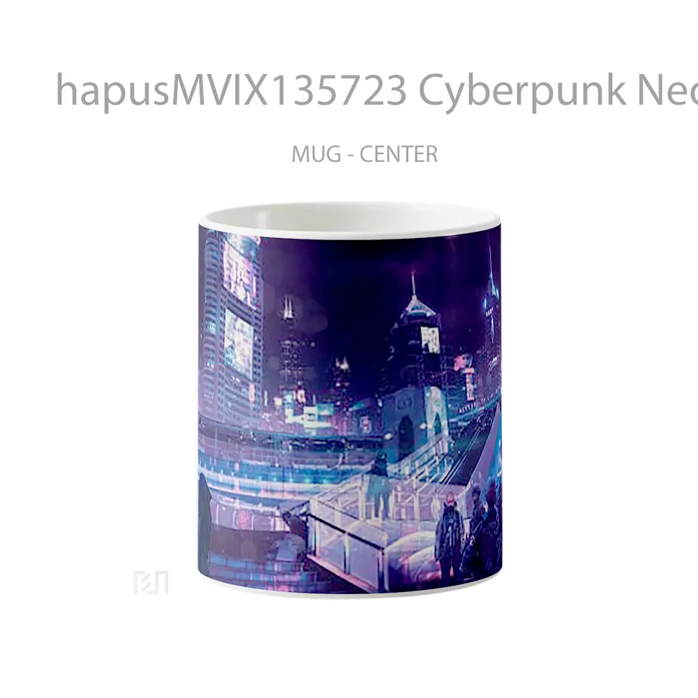 Mug Cyberpunk Neon City Cangkir Gamer