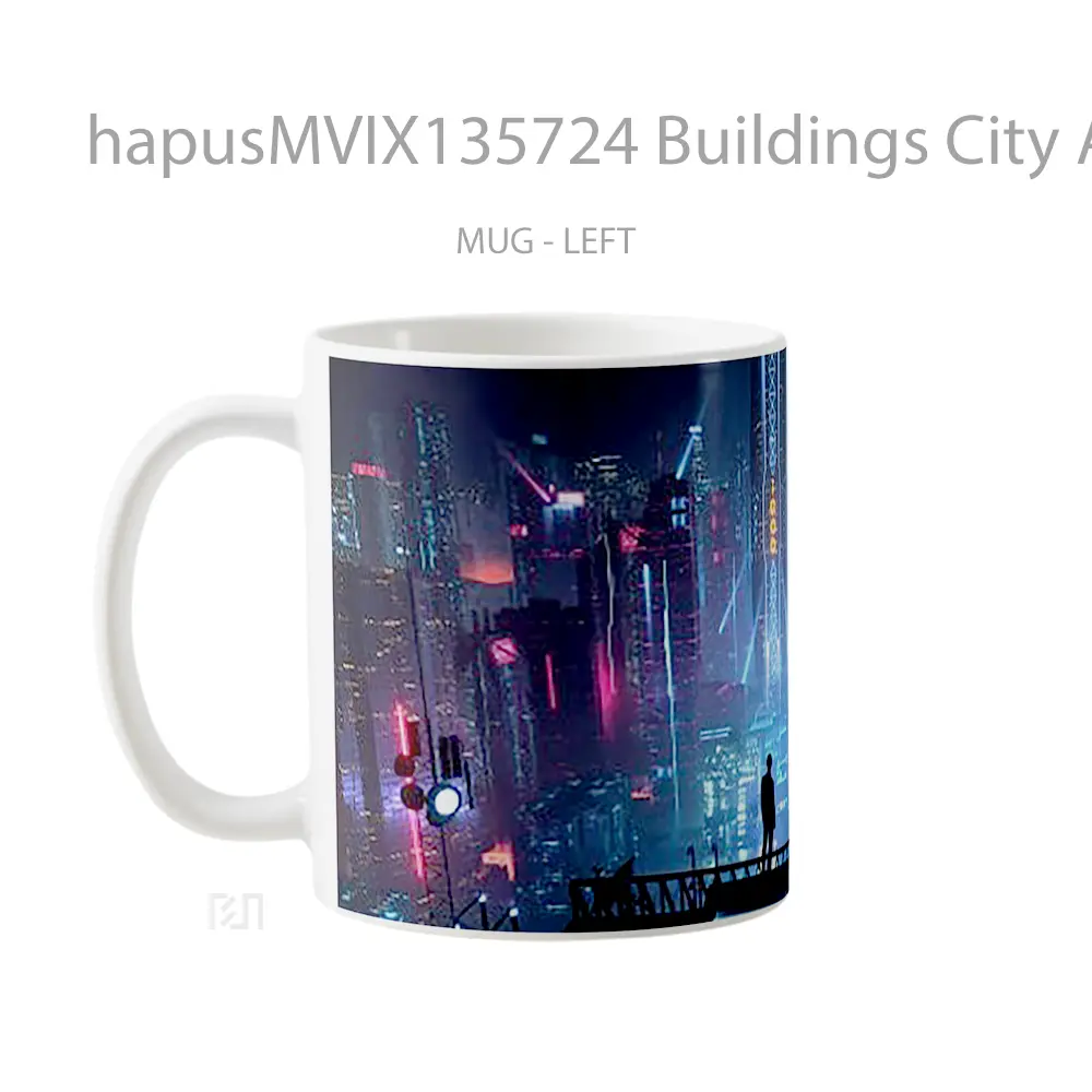 Mug Buildings City At Night Gelas Keramik Unik - All-side / Desain