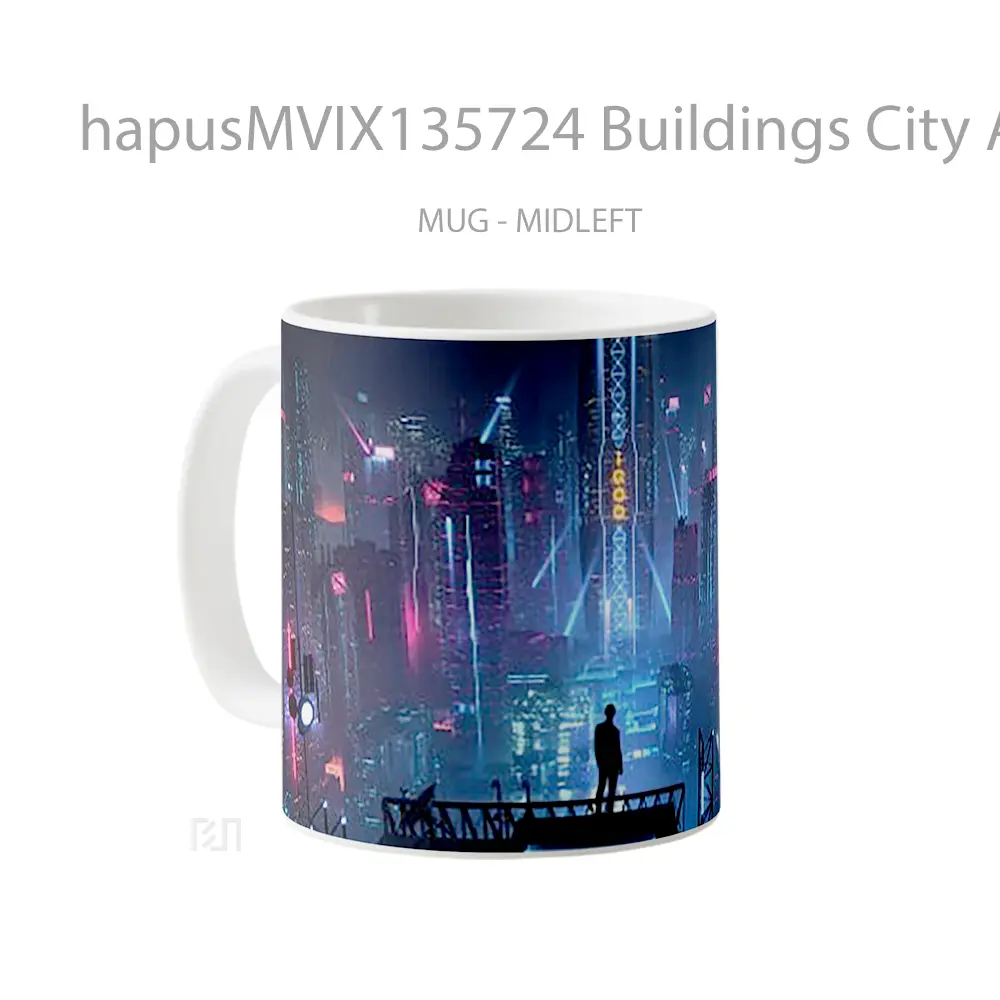 Mug Buildings City At Night Gelas Keramik Unik - All-side / Desain
