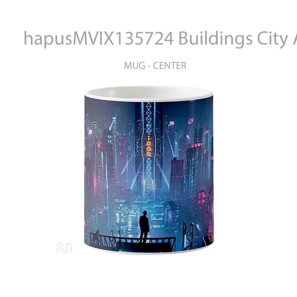 Mug Buildings City At Night Gelas Keramik Unik