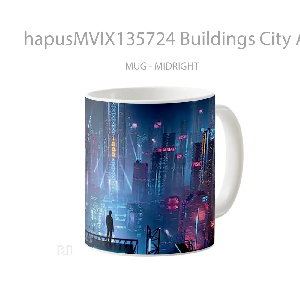 Mug Buildings City At Night Gelas Keramik Unik - All-side / Desain
