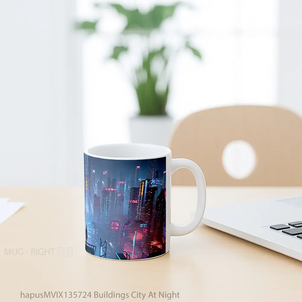 Mug Buildings City At Night Gelas Keramik Unik - All-side / Desain
