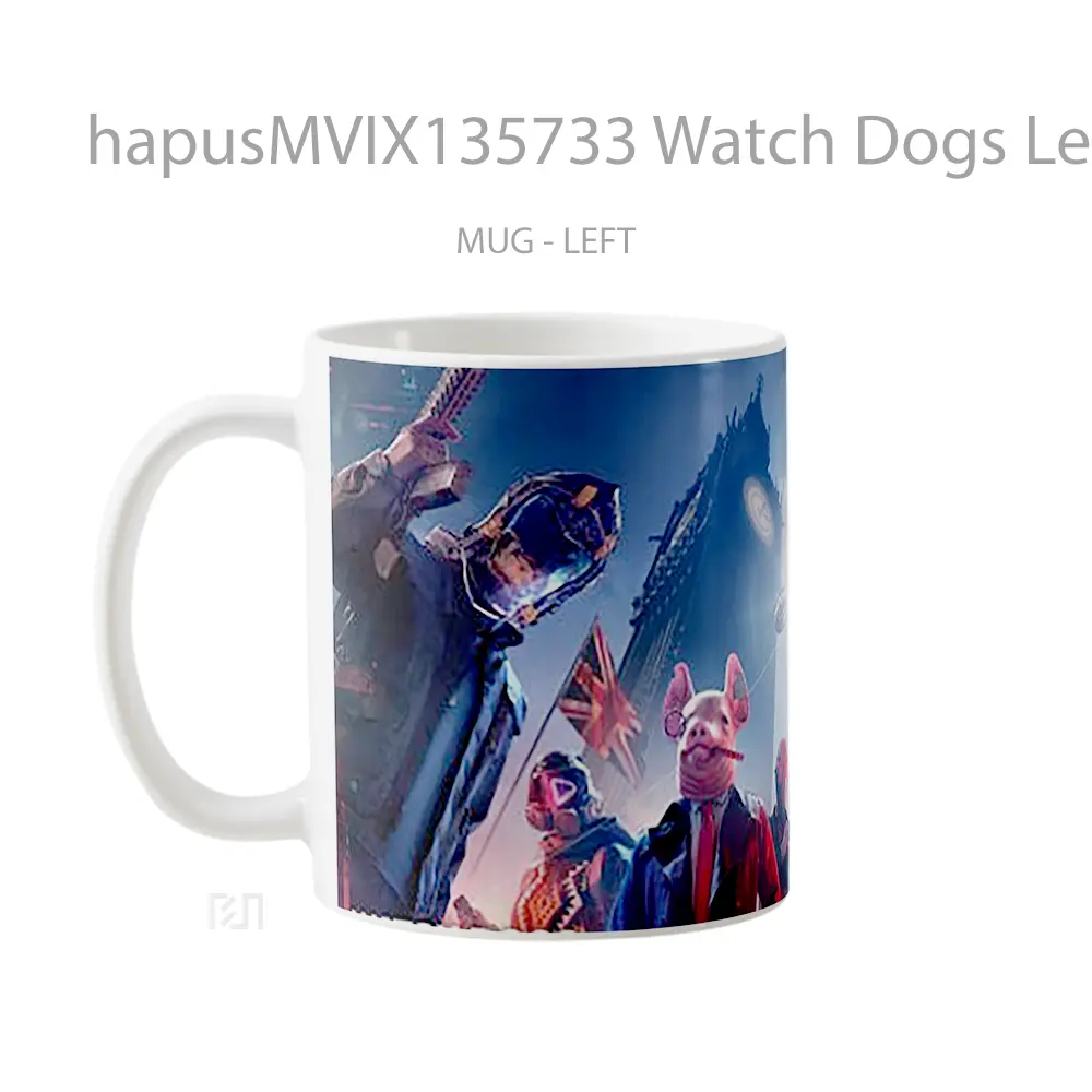 Mug Watch Dogs Legion Characters Mask London Big Ben Gelas Hewan Lucu - All-side / Desain