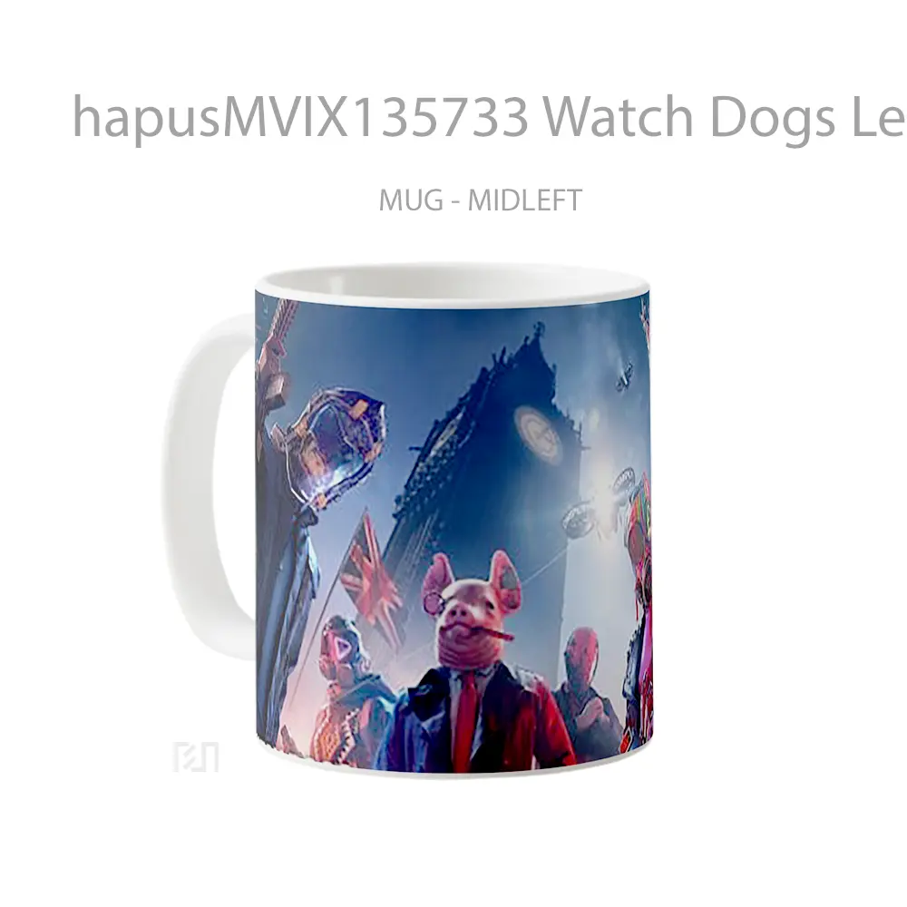 Mug Watch Dogs Legion Characters Mask London Big Ben Gelas Hewan Lucu - All-side / Desain