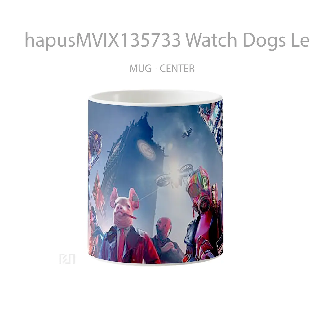 Mug Watch Dogs Legion Characters Mask London Big Ben Gelas Hewan Lucu