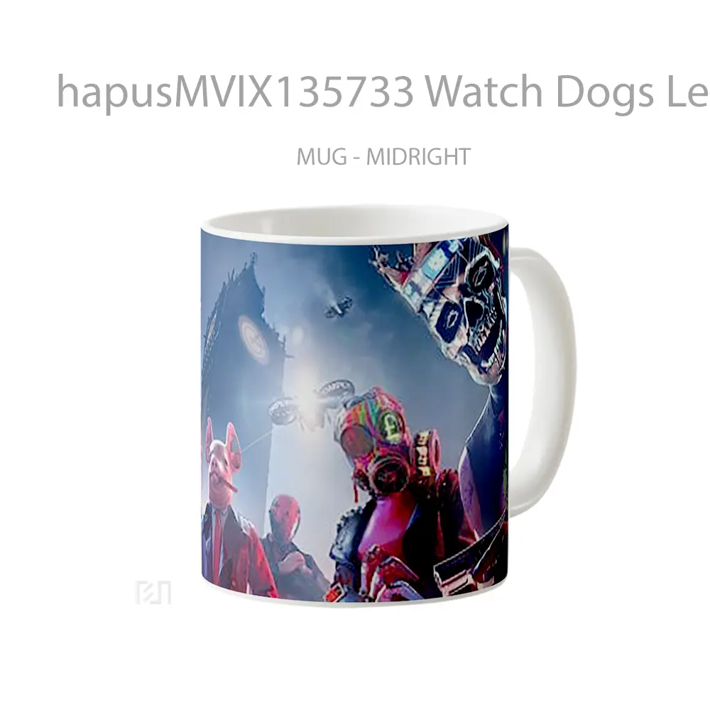 Mug Watch Dogs Legion Characters Mask London Big Ben Gelas Hewan Lucu - All-side / Desain