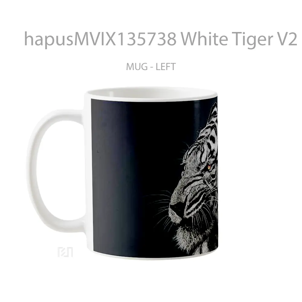 Mug White Tiger V2 Gelas Hewan Lucu - All-side / Desain