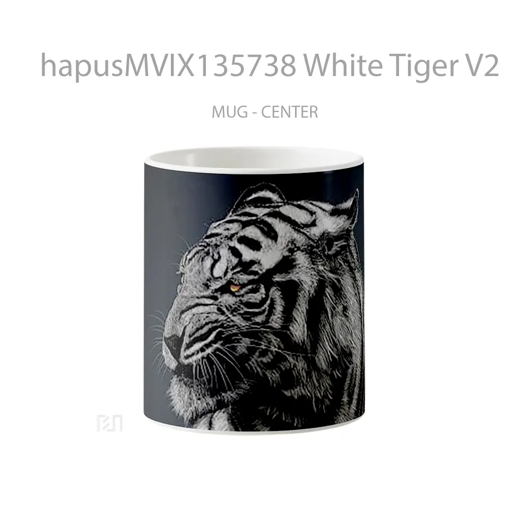 Mug White Tiger V2 Gelas Hewan Lucu