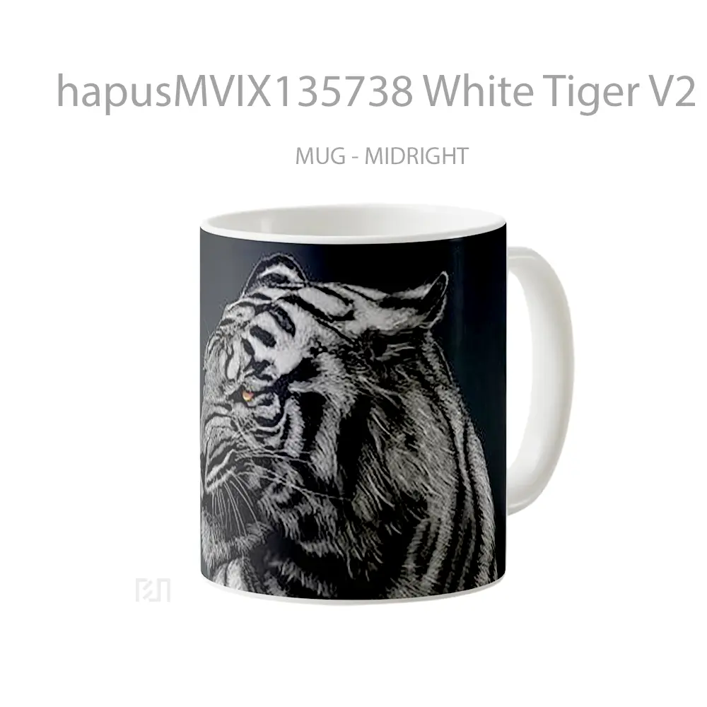 Mug White Tiger V2 Gelas Hewan Lucu - All-side / Desain