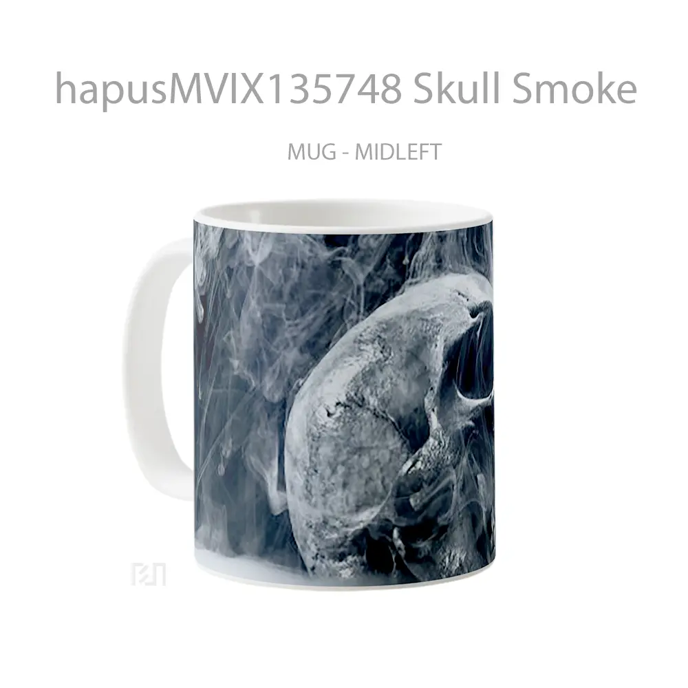 Mug Skull Smoke Gelas Keramik Unik - All-side / Desain