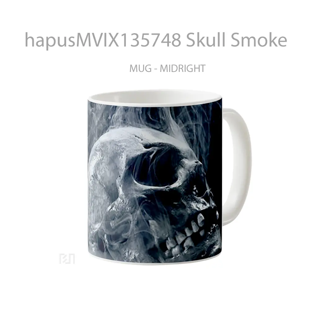 Mug Skull Smoke Gelas Keramik Unik - All-side / Desain