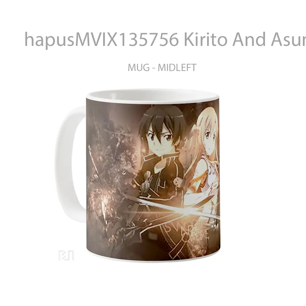 Mug Kirito And Asuna Sword Art Online Cangkir Anime - Tampak Kiri