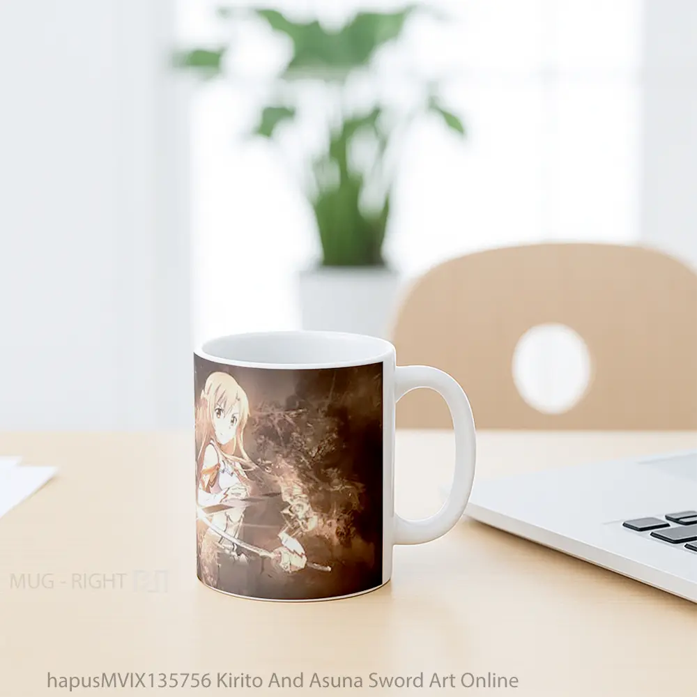 Mug Kirito And Asuna Sword Art Online Cangkir Anime - Tampak Kiri