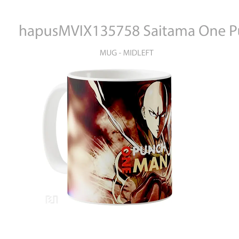 Mug Saitama One Punch Man V1 Cangkir Anime - All-side / Desain