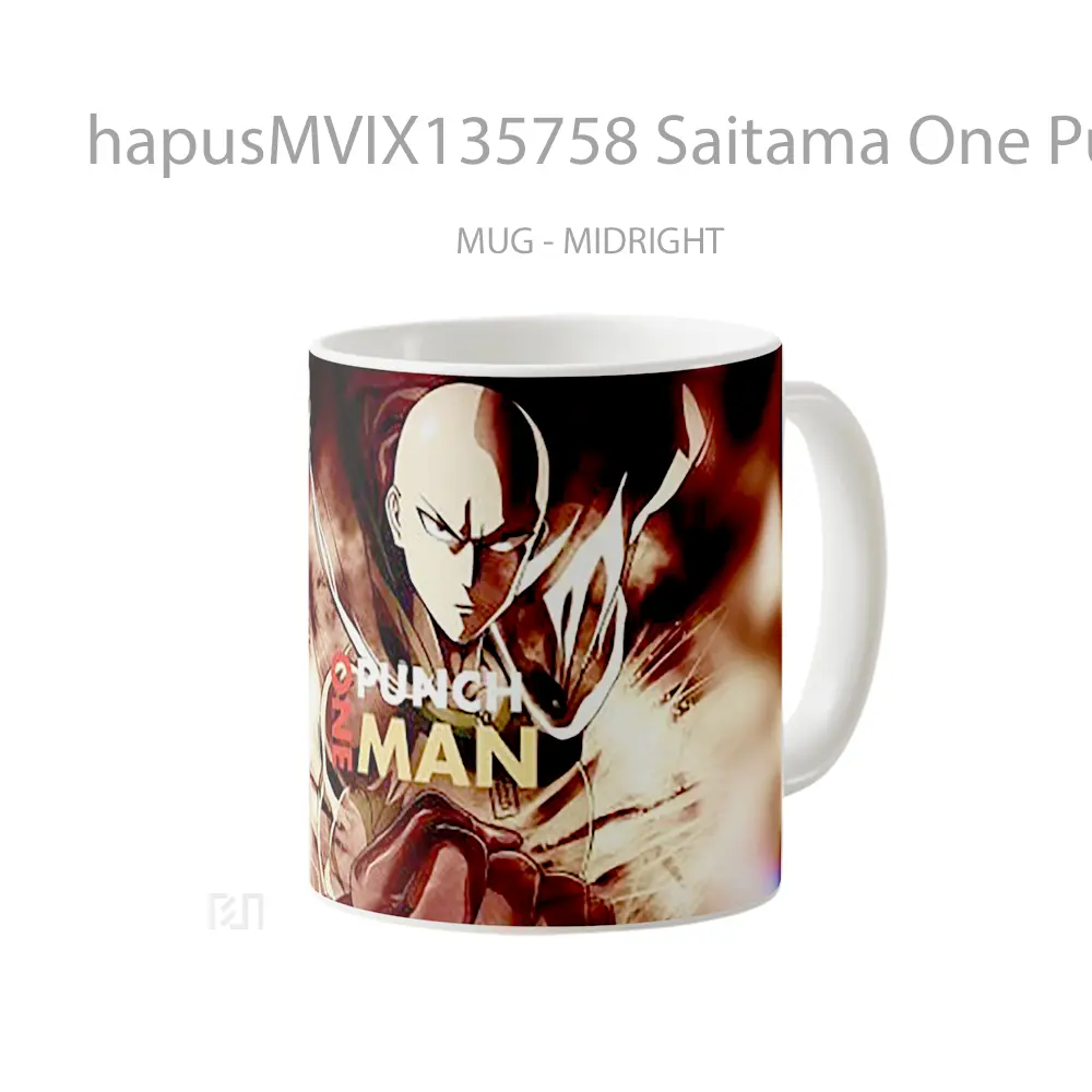 Mug Saitama One Punch Man V1 Cangkir Anime - All-side / Desain