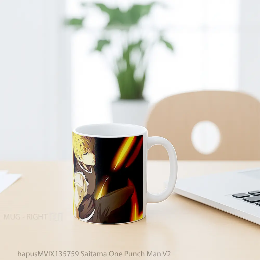 Mug Saitama One Punch Man V2 Cangkir Anime - All-side / Desain