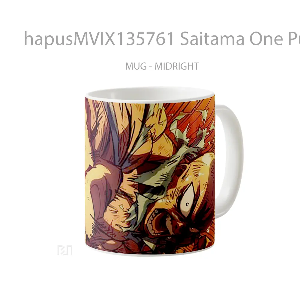 Mug Saitama One Punch Man V4 Cangkir Anime - All-side / Desain
