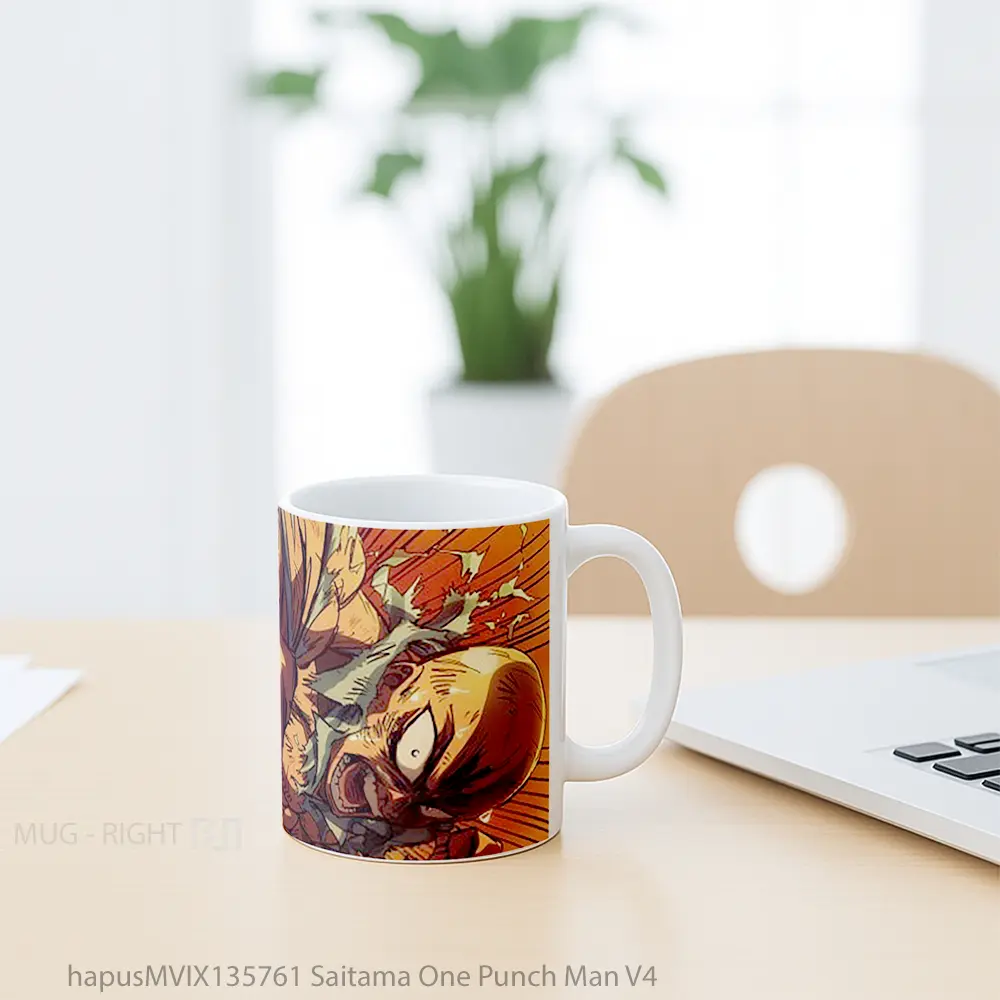 Mug Saitama One Punch Man V4 Cangkir Anime - All-side / Desain