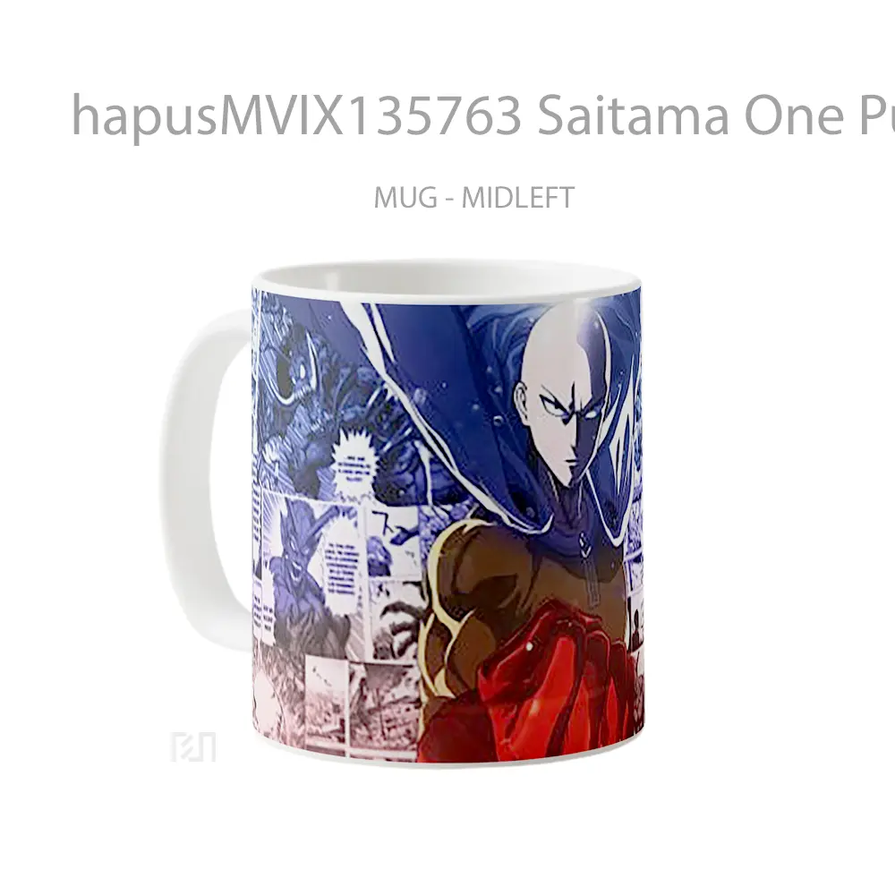 Mug Saitama One Punch Man V6 Cangkir Anime - All-side / Desain