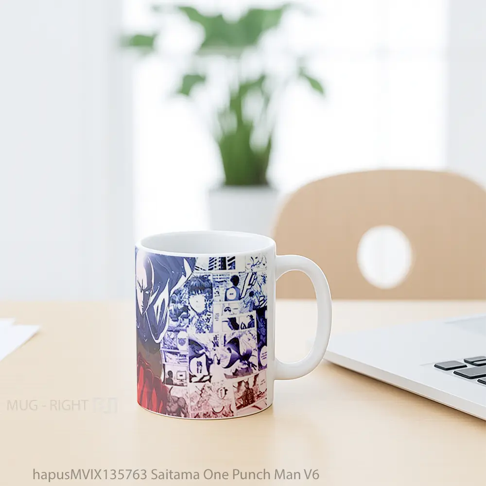 Mug Saitama One Punch Man V6 Cangkir Anime - All-side / Desain